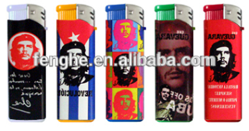 high quality disposable or refillable electronic plstic gas lighter FH-809 with wrpped sticker
