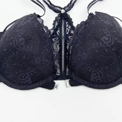 Beauty back front closure lace bra brief set