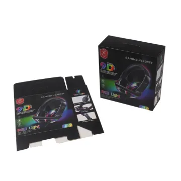 Soft Private Label Gaming Headset Box with Microphone - Black Paper Boxes
