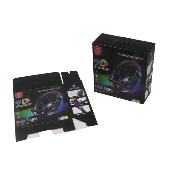 Soft Private Label Gaming Headset Box with Microphone - Black Paper Boxes