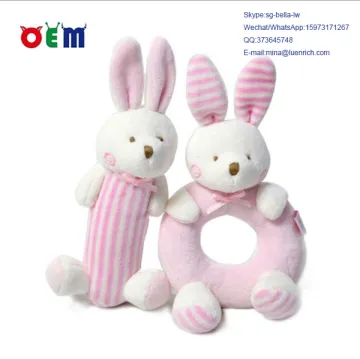 Plush Rabbit Design Pink Rattle Toys