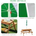 Wooden Bench with Sandbox Removable Outdoor Picnic Table