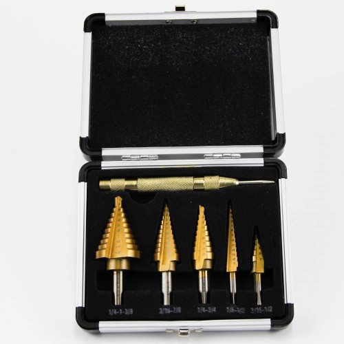 6pcs round shank step drill bits set