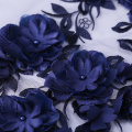 Dark Purple 3D Flower Lace Embroidery Fabric