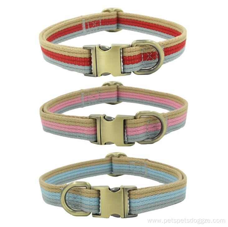 Fashion Adjustable Metal Hardware Polyester Dog Collar