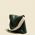 Deep Green Diamond Grid Courier Bag for Women