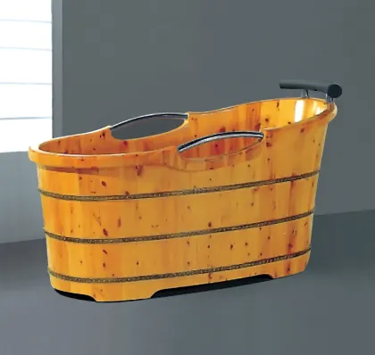 Teak Wooden Outdoor Garden Sauna Bathtub with Handle and Back Cushion - 1350mm