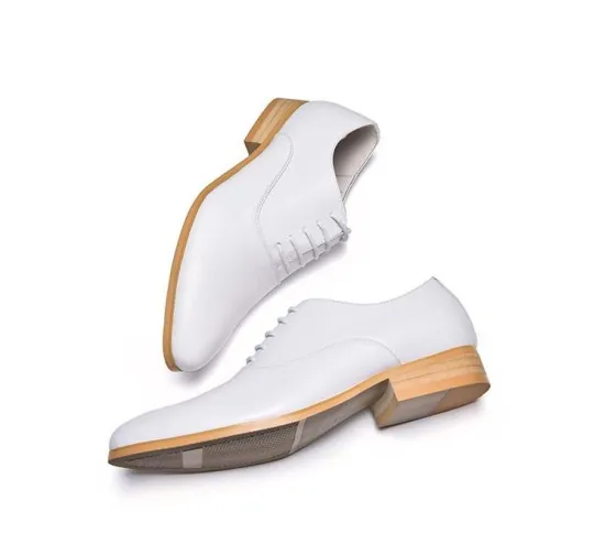 Men's Genuine Leather Dress Shoes Men Oxfords Black White Wedding Shoes High Qualigy Business Work Round Toe Laces-Up Man Shoes