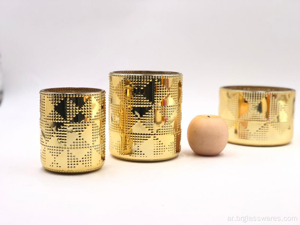 جرة زجاجية مطلية بالذهب بتصميم جديد للشمعة