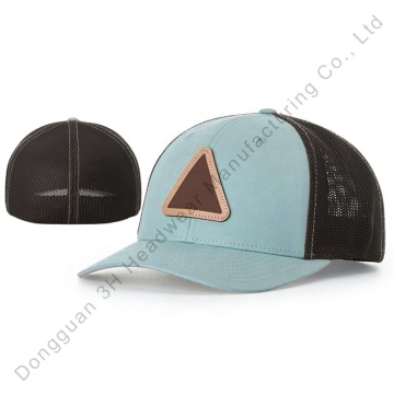 Custom Leather Patch Polyester Mesh Flex Stretch Sports Trucker Caps