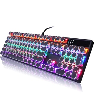 New Arrival Punk RGB Backlit Ergonomic Wired Gaming Keyboard