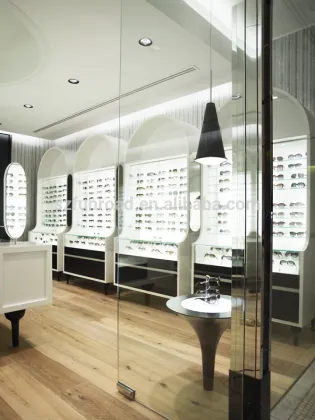Highend wood sunshades display furnitures glass counter displays acrylic eyewear display shelf LED lighted glasses display stand