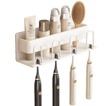 Wall-Mounted Metal Toothbrush Holder with Cups - Bathroom Decor Supplies