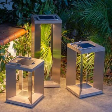 Solar Powered Metal Lantern Outdoor Waterproof LED Garden Light
