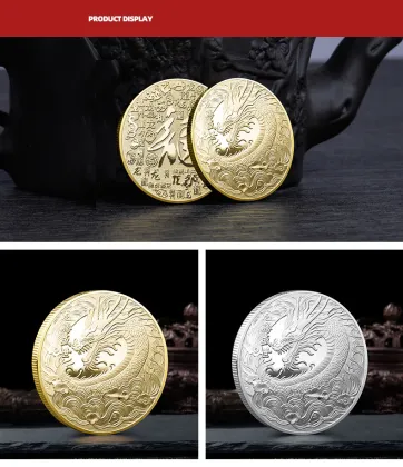 Chinese Dragon Gold & Silver Coin Collection: Promotional Metal Crafts for Sale