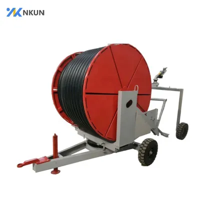 Mobile Hose Reel Irrigation Equipment Featuring Rain Gun Sprinkler System