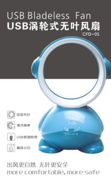 Blue Color Portable 5 Inch Turbo Bladeless Electric Fan For Children