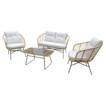 Contemporary 4 Seater Rattan Sofa Set for Outdoor Garden Furniture