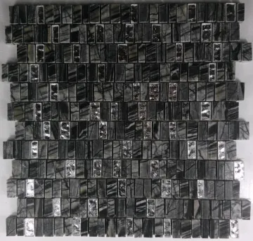 black strip marble mix cracked glass mosaic tiles