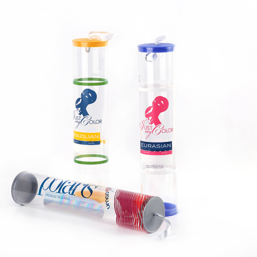 Wholesale PET material transparent Plastic Packaging tube cylinder for hair extention
