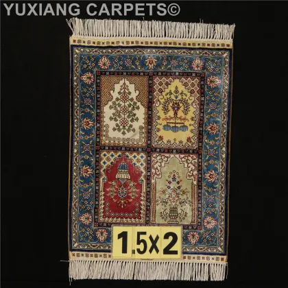 Yuxiang Factory 1.5*2ft Portable Muslim Prayer Handmade Silk Rug