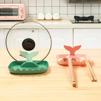 Silicone Kitchen Accessories Organizer: Pan Storage Rack, Spatula, Soup Spoon, Lid Holder, and Cutting Board Stand