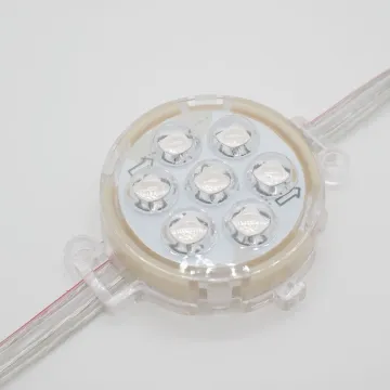 DMX512 50mm LED Point Lights with Convex Lens for Amusement Fairs and Landscape Decorations - 1903IC 5050, 7 LEDs, DC24V, 1.4W