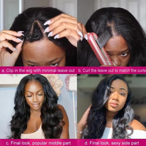 V Part Wig Human Hair Body Wave