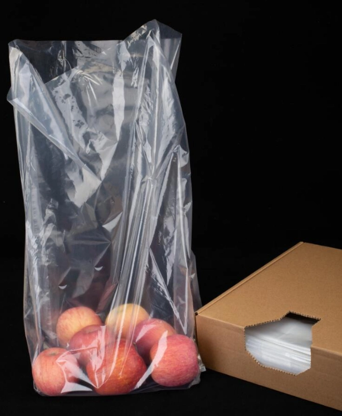 Super Market Flat Plastic Bottom Bag with Gusset for Fruit and Vegetable