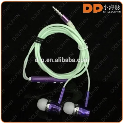 Sport wired earphone metal earbuds el glow and led dynamic light in dark