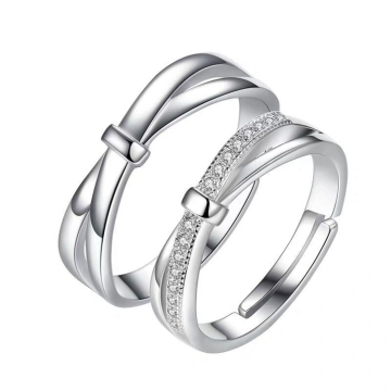 Stilvolle 925 versilberte Messing -Zirkon -Paarringe: Perfekter Valentinstagsgeschenk für Liebhaber