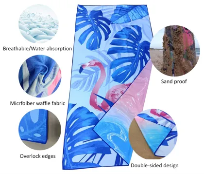 Custom Quick-drying Microfiber Waffle Print Beach Towel