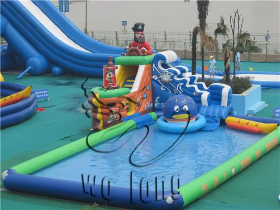 Large ground kids and adults backyard inflatable water park