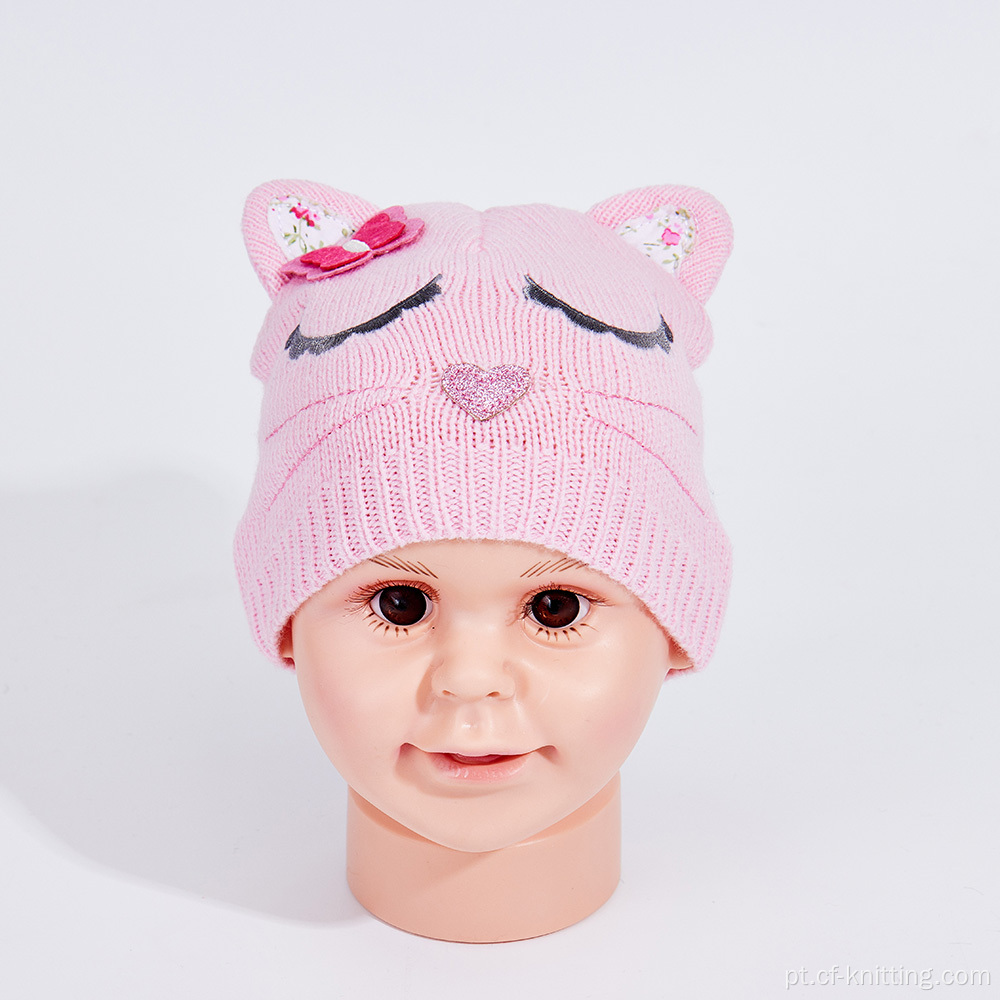 Chapéu de gorro de malha de camada dupla para bebê no inverno