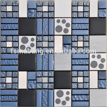 MBL5004 Muti Size Brushed Aluminum Mosaic Mixed Glass Mosaic And Stainless Steel Mosaic