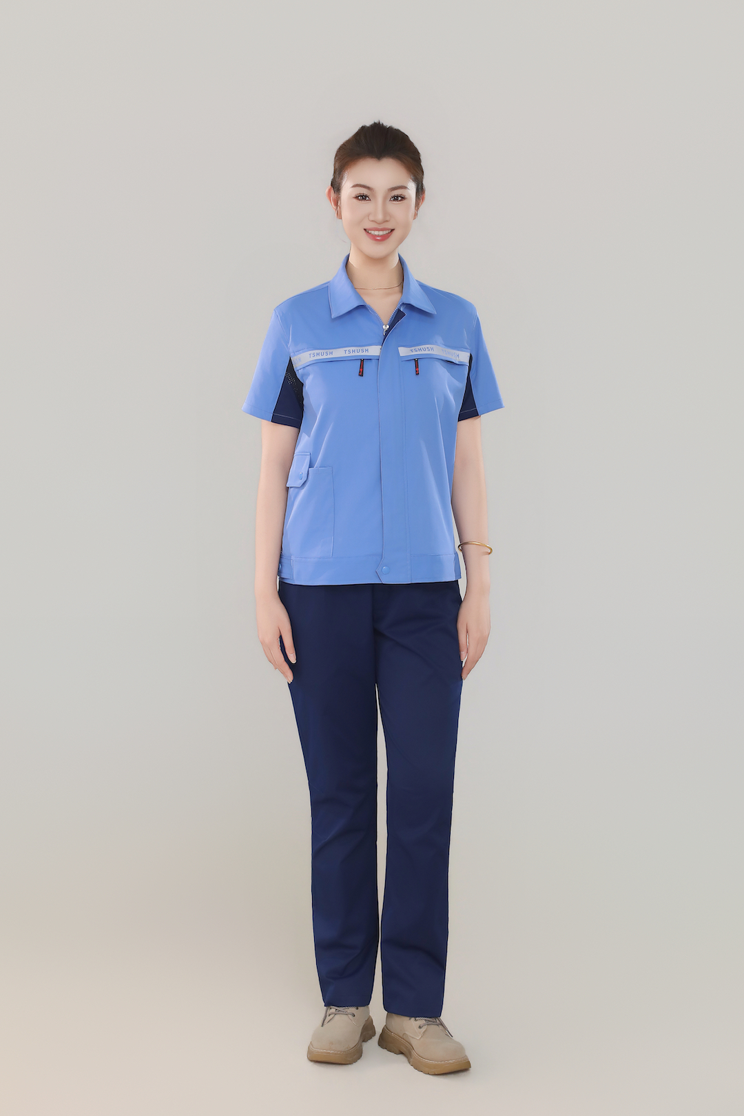 গ্রীষ্মের ছোট হাতা শীর্ষ - নীল ধূসর