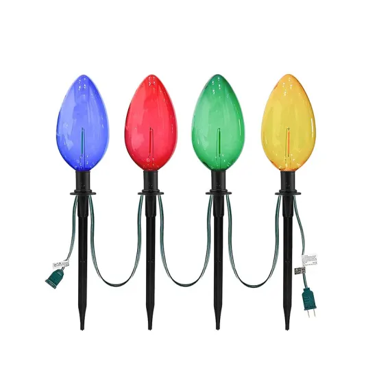 Outdoor Garden Light Stakes: Strawberry C9 Christmas Lamp with Stake Light for Landscape Holiday