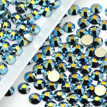 WHATSTONE 81 Color 2088 Flat Back Non Hot Fix Glass Rhinestones: 8+8 16 Cut Facets Montana AB Crystal Rhinestone Beads - Packaged Set