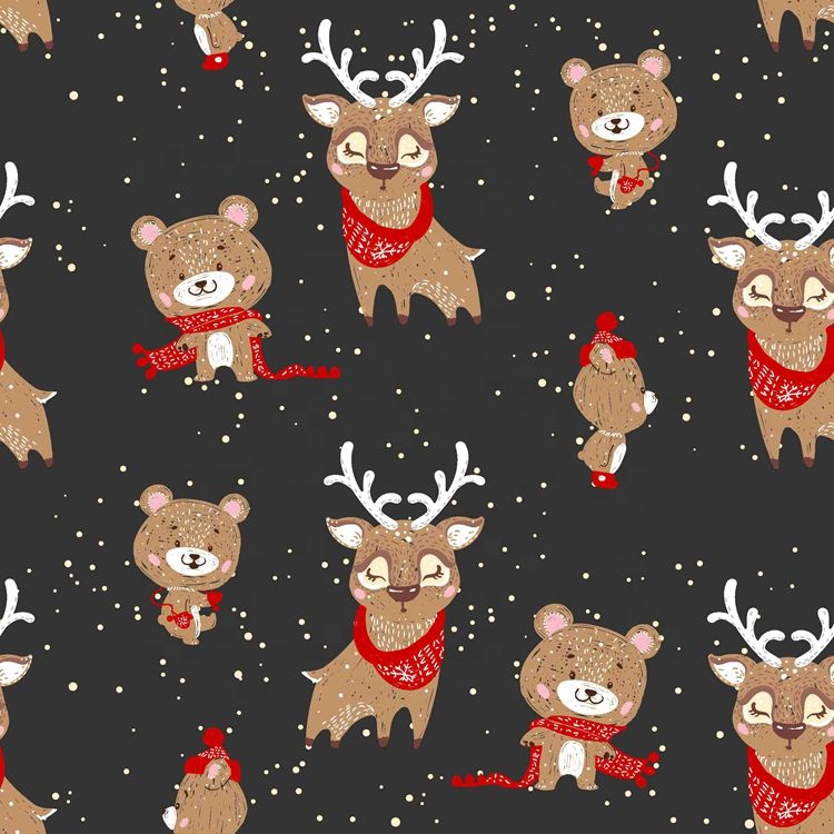 Christmas Woodland Print 100% Polyester Festive Fabric