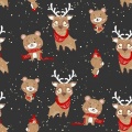 Christmas Woodland Print 100% Polyester Festlicher Stoff