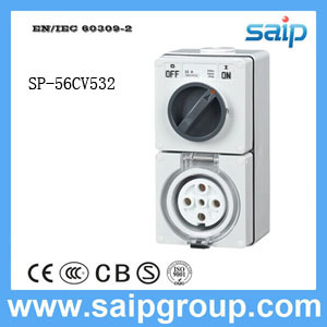 32A Industrial Socket with Switch (5P 32A 250V)