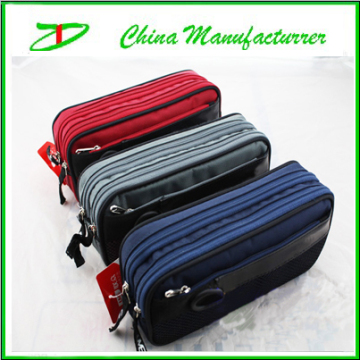 Square shape big capacity three zipper school pencil case