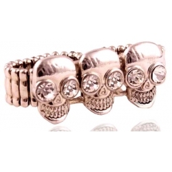Stretch double finger skull ring