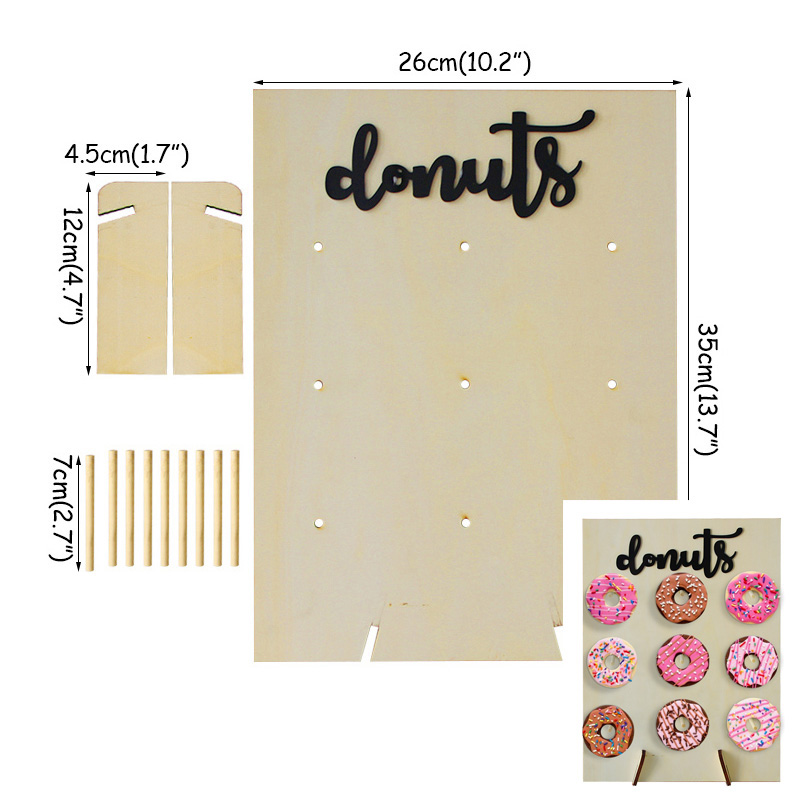 Donut Wall Holds Wedding Decoration Wooden Donut Boards Stand Transparent Balloon Box Birthday Party bridal Shower Donut Party