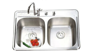 50/50 North America Standard Topmounted Double Bowl Kitchen Sinks 33"x22"