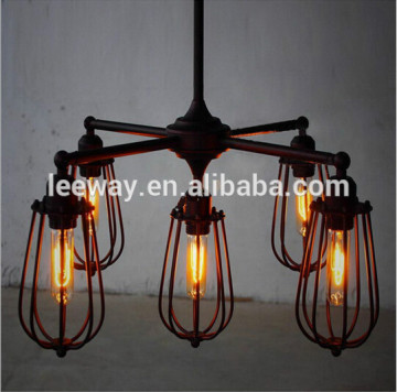 American village 5 head hanging lamp industrial pendant lamp with edison bulb