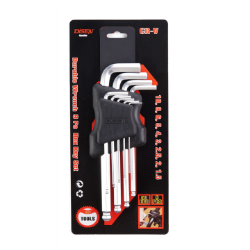 Hot Sale Carbon Steel 9Pcs Long Hex Key Wrench Set