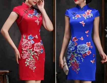 Retro Long Section  Hand Embroidery  Cheongsam