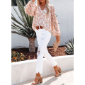 V-Neck Long Elegant Women Blouses Shirt Top