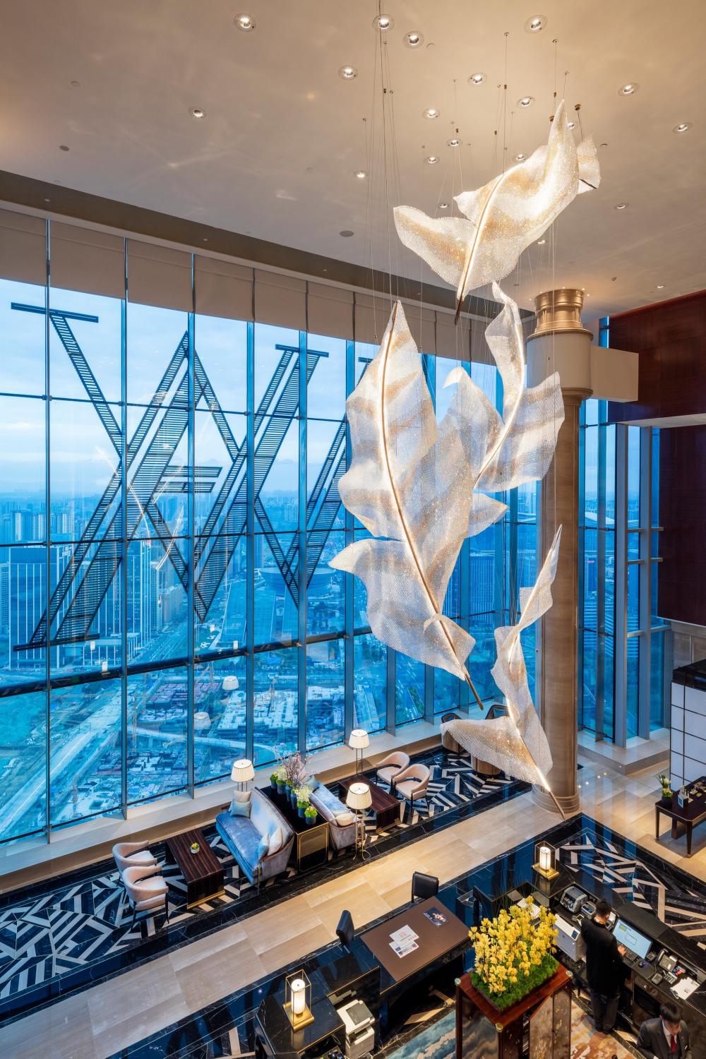 فندق Modern Hotel Lobby Art Leaf على شكل ثريا